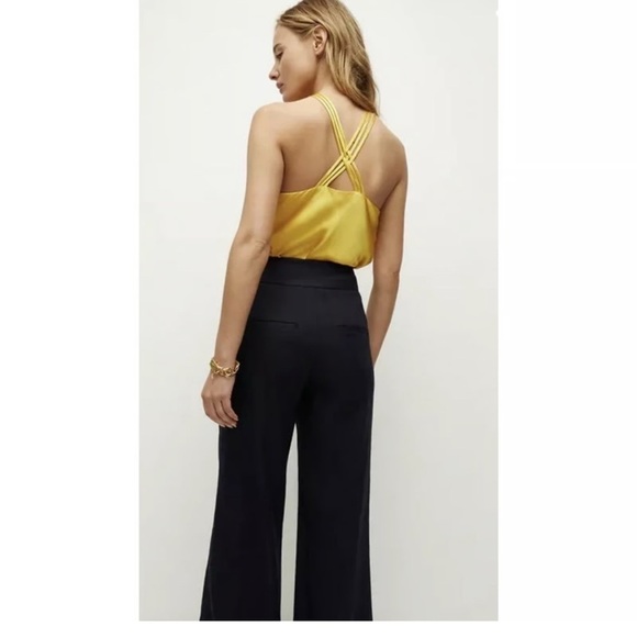 ⭐️ Veronica Beard Stewart Sleeveless Silk Halter top Bright Sunset yellow size 8 - Picture 3 of 7